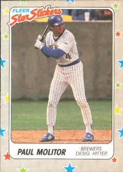 1988 Fleer Sticker Baseball Cards        038      Paul Molitor